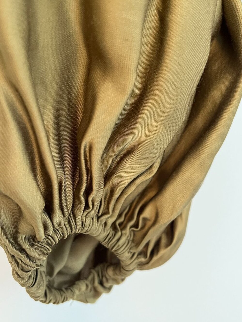 Anthropologie Olive Green Satin Blouson Sleeve Blouse, Size XXS - Picture 6 of 12